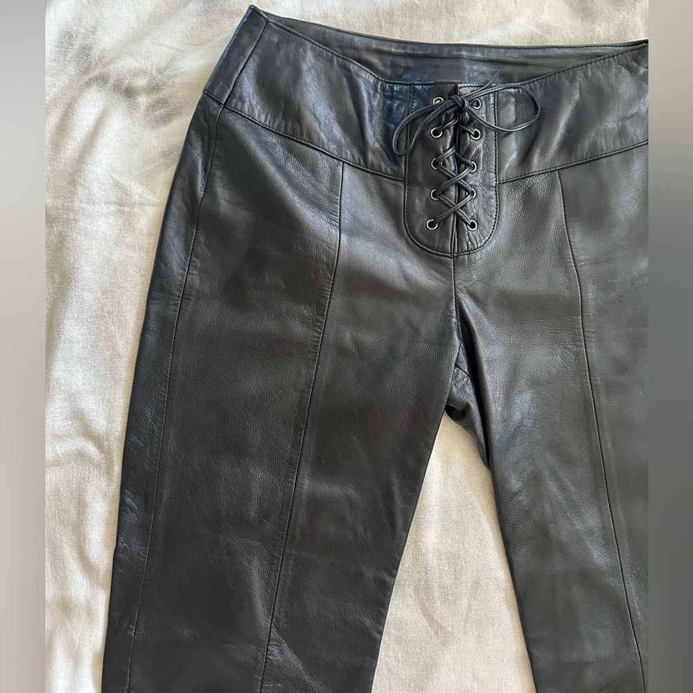 Rare Vintage Leather Lace Up Wilson’s Maxina Pants Y2K - 6